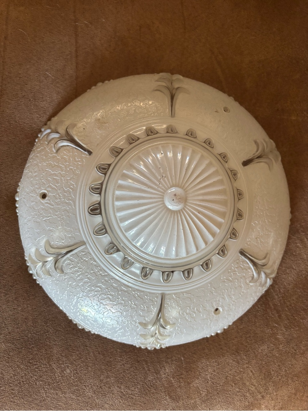Ornate Round Ceiling Hanging Light Fixture Shade - White frosted